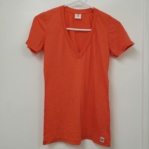 J.Tomson Orange Deep V-Neck Short Sleeve Tee. NWOT